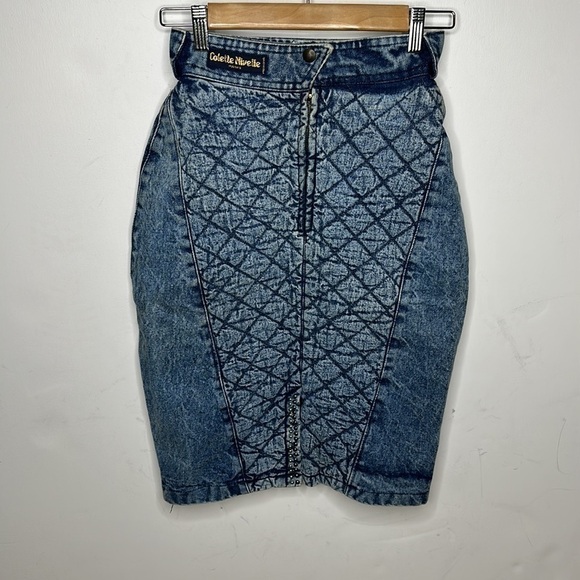 Colette Nivelle Paris Acid Wash Embellished 80’s Vintage Denim Skirt Sz 38 - Picture 10 of 12